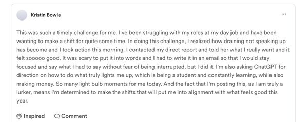 Kristin Bowie: So many light bulb moments, determined to make shifts