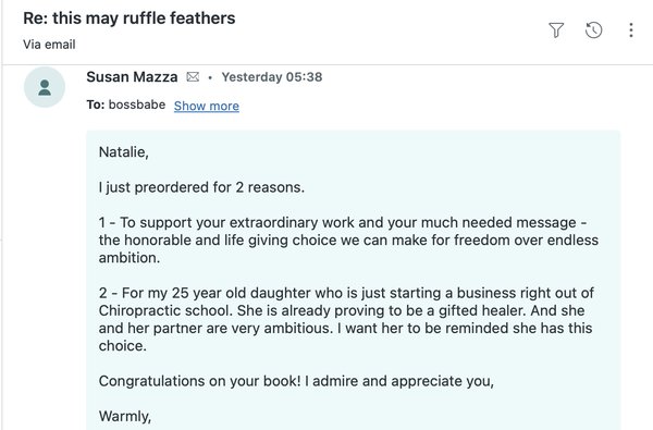 Susan Mazza: Freedom over endless ambition - the choice we can make